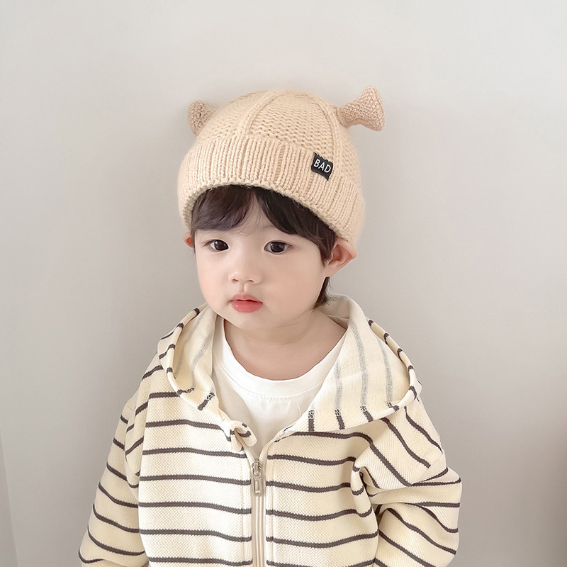 毛线帽男童网红同款男宝宝秋冬款帽子女婴幼儿冬季加厚婴儿保暖潮