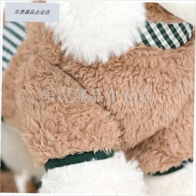 背扣拉链宠物小狗狗衣服秋冬装保暖泰H迪比熊贵宾犬四脚绒衣牵引.