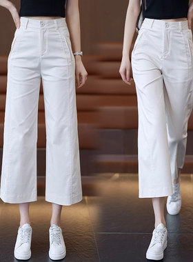 八分天丝直筒裤女2025夏季新款高腰薄款冰丝休闲九分窄版阔腿裤子