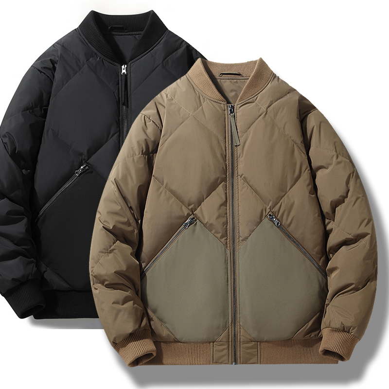 三防面料！外贸高端尾货男装秋冬棒球领90白鸭绒羽绒服保暖外套男
