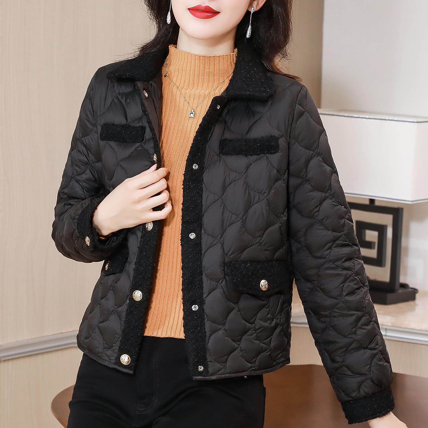 JOYIASS时尚翻领服短款外套女士秋冬轻薄保暖防寒百搭显瘦妈妈衣