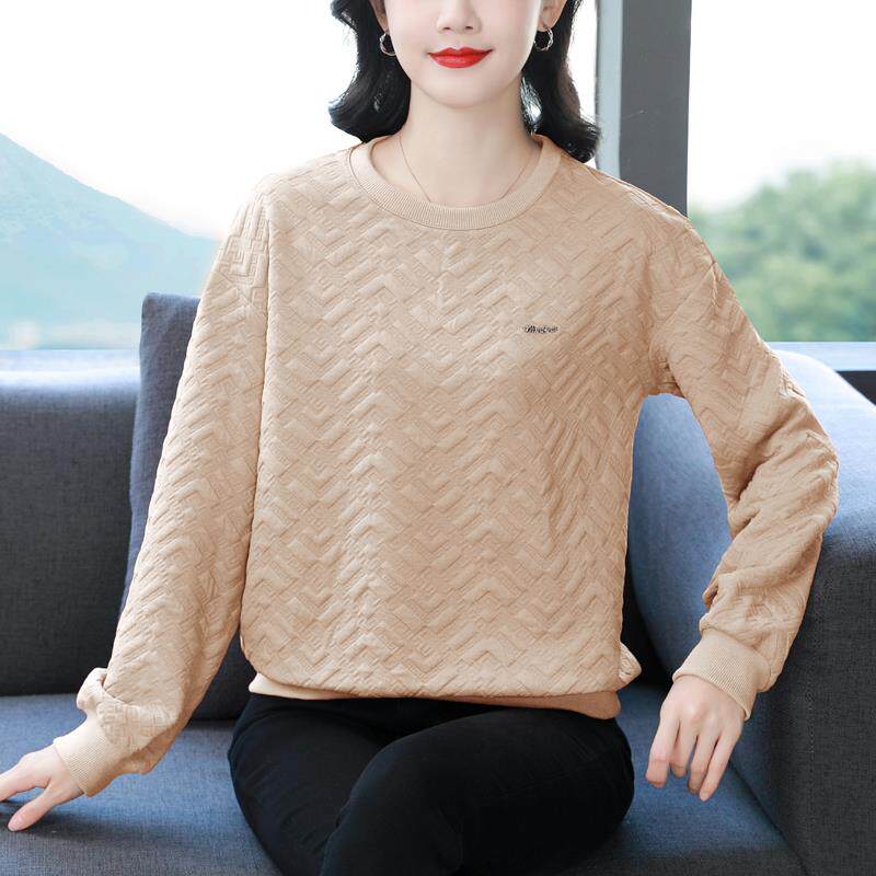 BLLOUKE时尚简约休闲圆领套头卫衣女士秋冬高级感宽松遮肚子妈妈