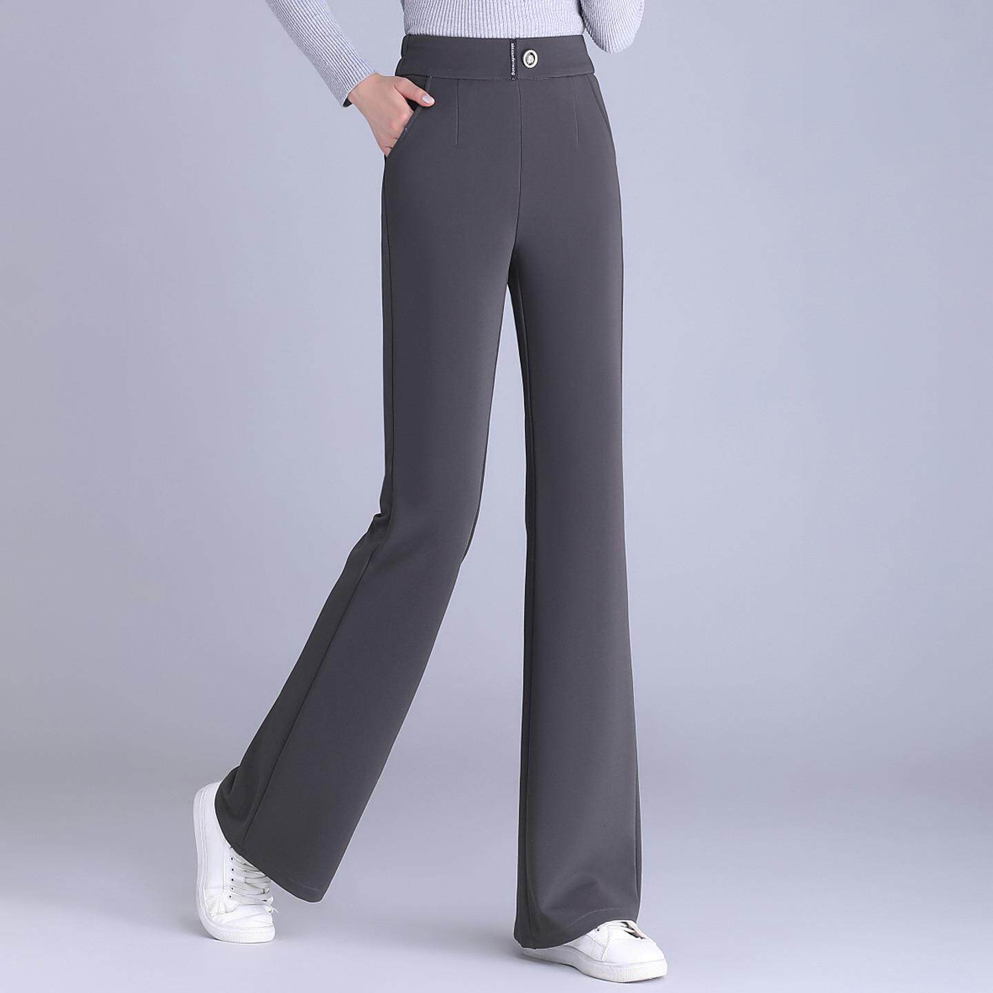 JOYIASS时尚微喇裤女士春秋高腰垂感喇叭袖百搭显瘦休闲西装裤妈