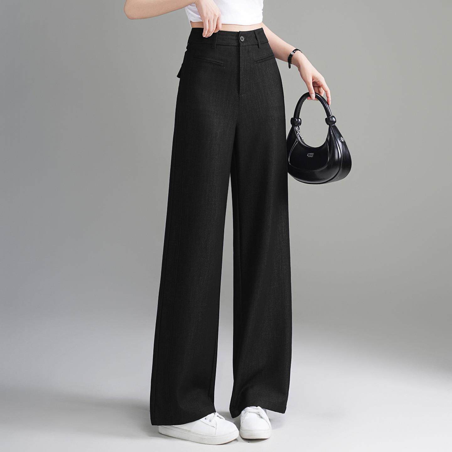 JOYIASS时尚窄版阔腿裤女士春秋高腰显瘦垂感休闲裤百搭直筒西装