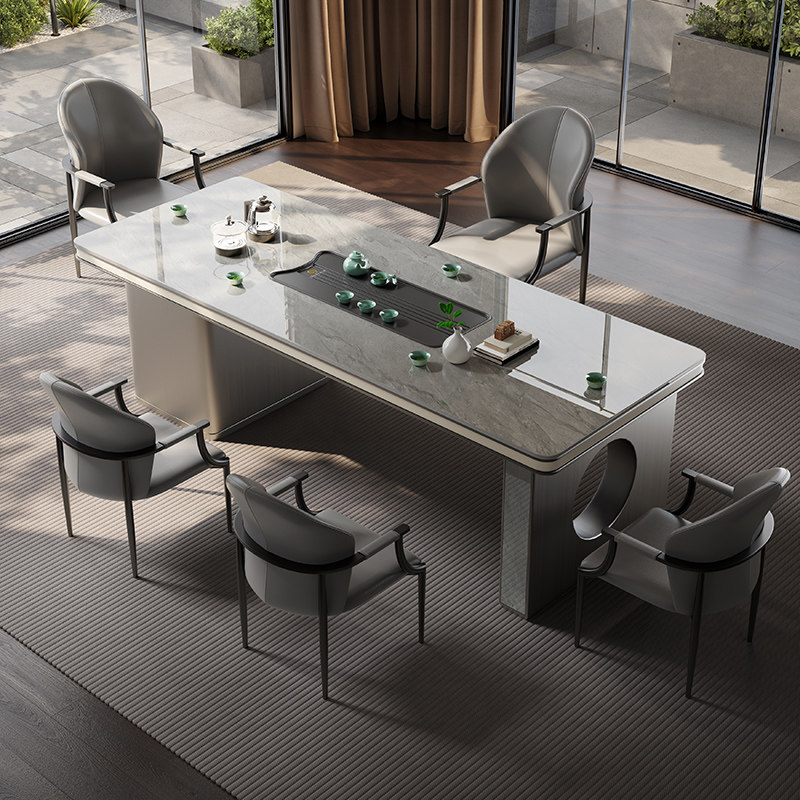 岩板茶桌茶台现代轻奢高级感办公室泡茶桌椅组合客厅家用喝茶桌子