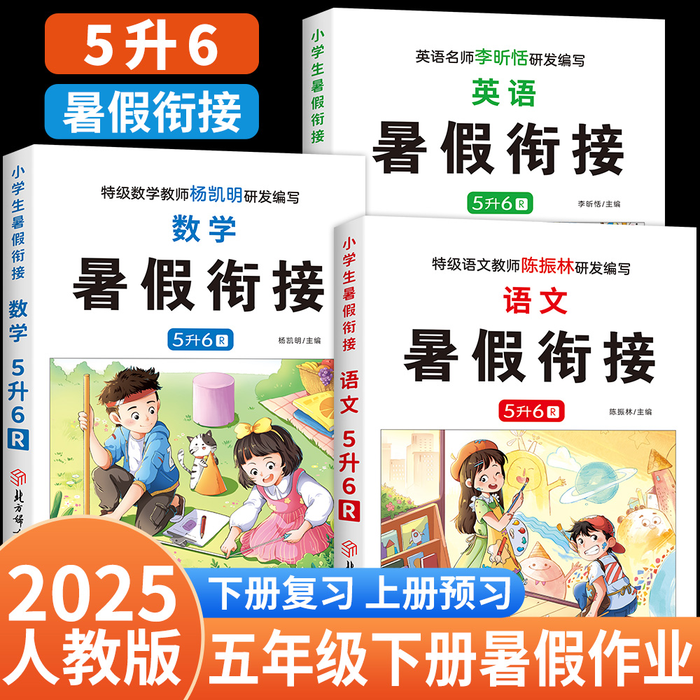 五年级下册暑假作业5升6五升六暑假衔接人教版暑假练习册全套五年级升六年级暑假衔接语文数学英语暑假作业全套阅读理解训练习题