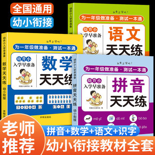 幼小衔接教材全套一日一练幼儿园学前班大班练习册全套每日一日一练语言拼音数学识字幼升小衔接练习册全套入学准备寒假暑假作业