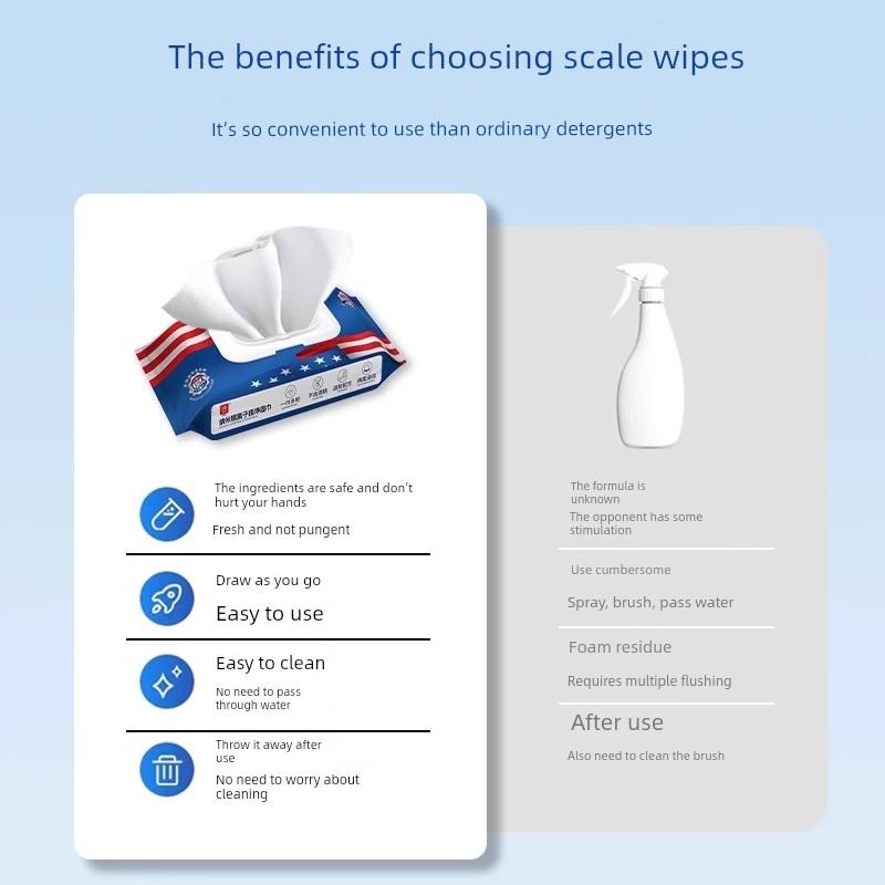 (美国【技术】浴室湿巾除水垢玻璃浴室瓷砖镜子淋浴房去污除水垢