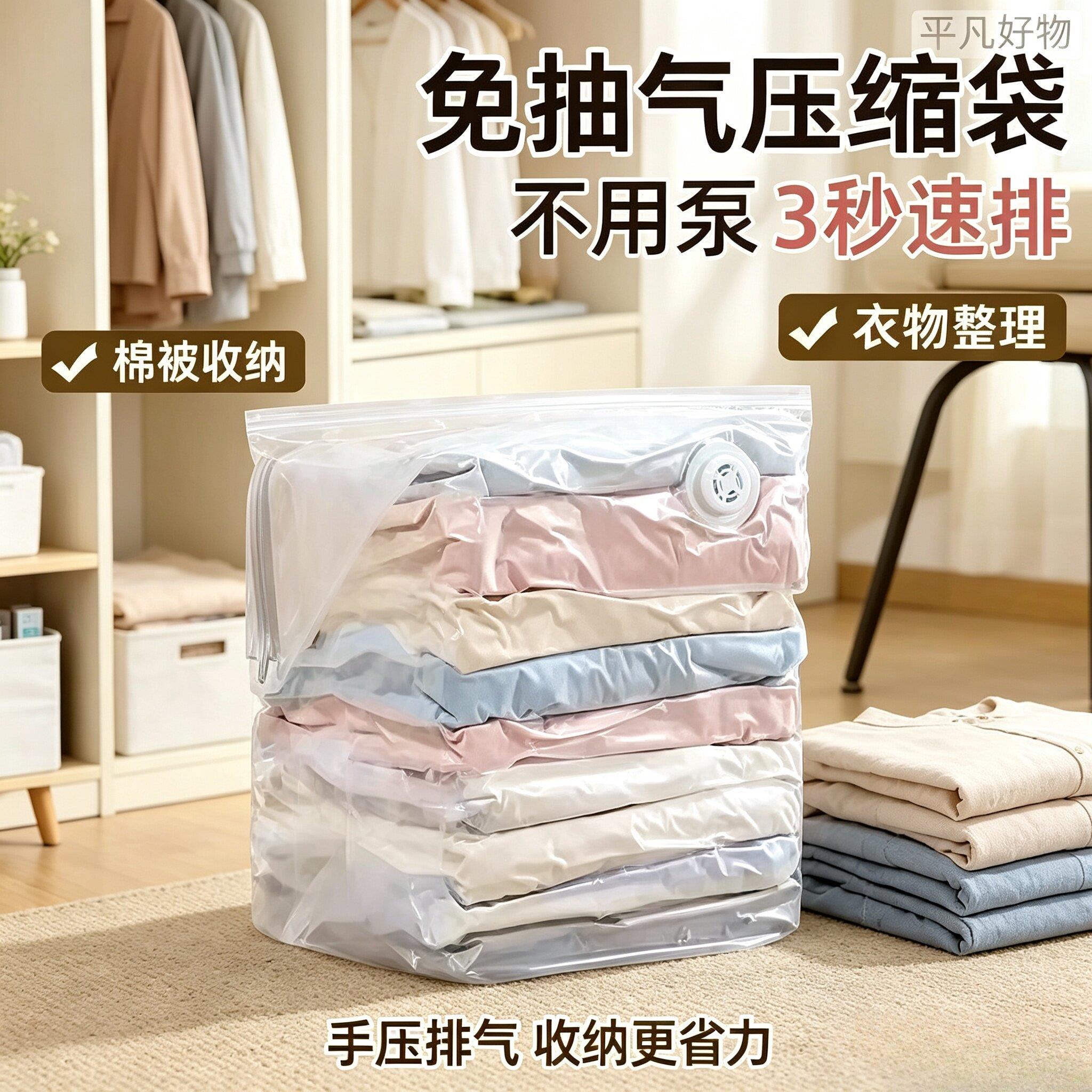 【免抽气真空压缩袋】收纳袋棉被子家用衣物羽绒服加厚大容量JL