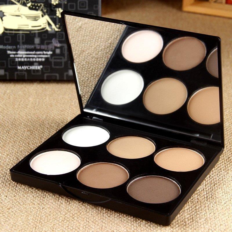 六色面部修容盘 高光阴影鼻影修颜侧影粉饼修饰轮廓暗影提亮