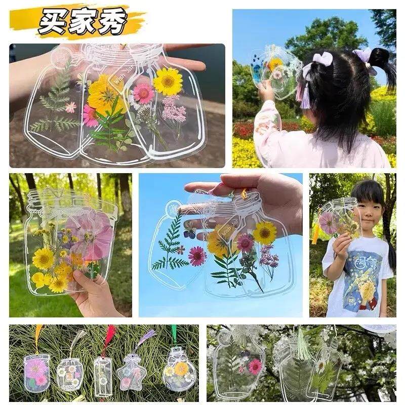 花书签手工di透IAG明干创意收集瓶子里的春天y树标本花学生叶书签