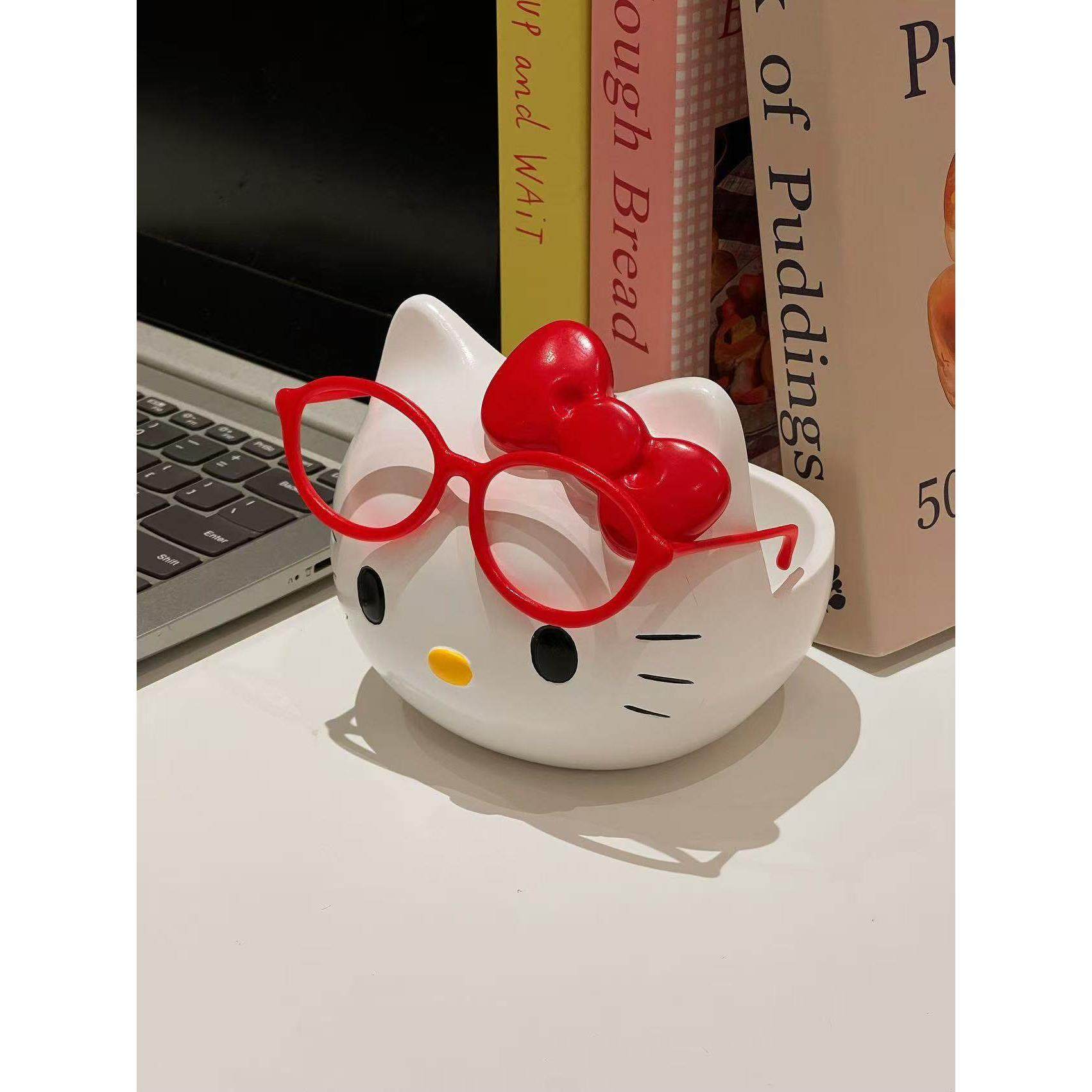 可爱kitty电动牙刷置物架浴室台面儿童化妆刷收纳罐树脂牙刷架子