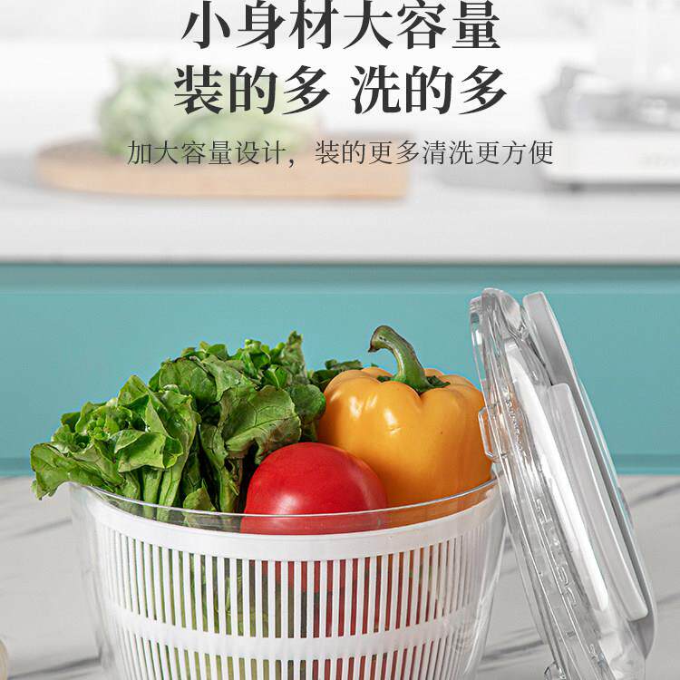日蔬菜干脱水器果蔬沙拉EEK甩水本甩机按压式家旋转用沥水洗菜篮