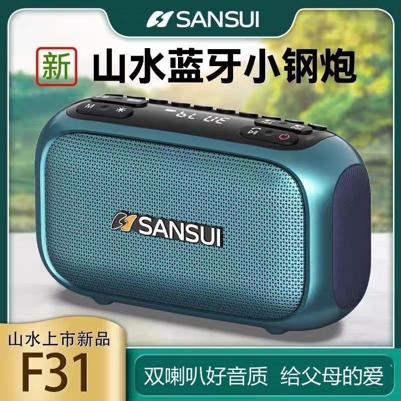 山水 F31双喇叭立体声蓝牙音响便携式户外老人插卡U盘随身小钢炮