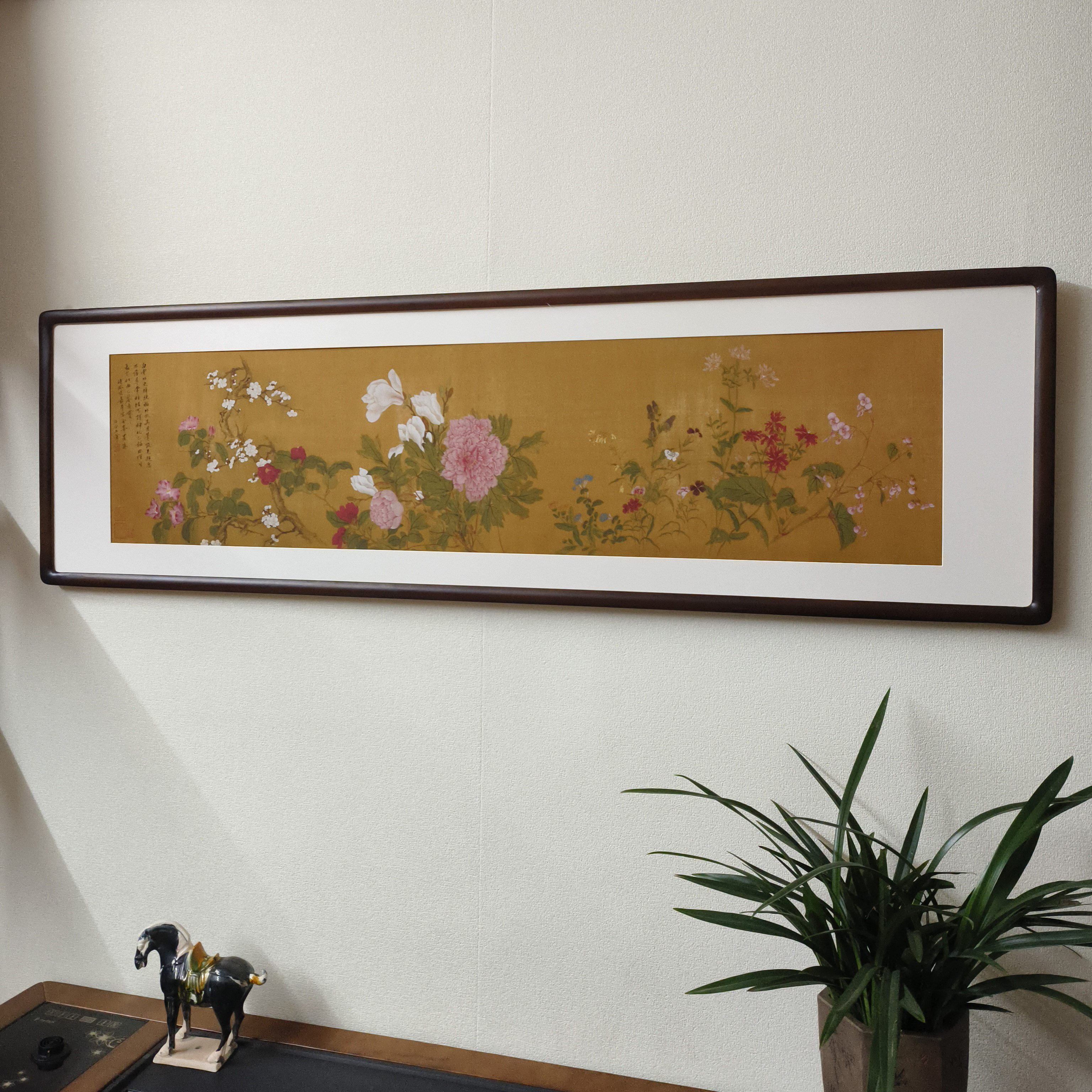 百花图卷恽寿平国画花卉挂画客厅新中式装饰画民宿酒店卧室床头画