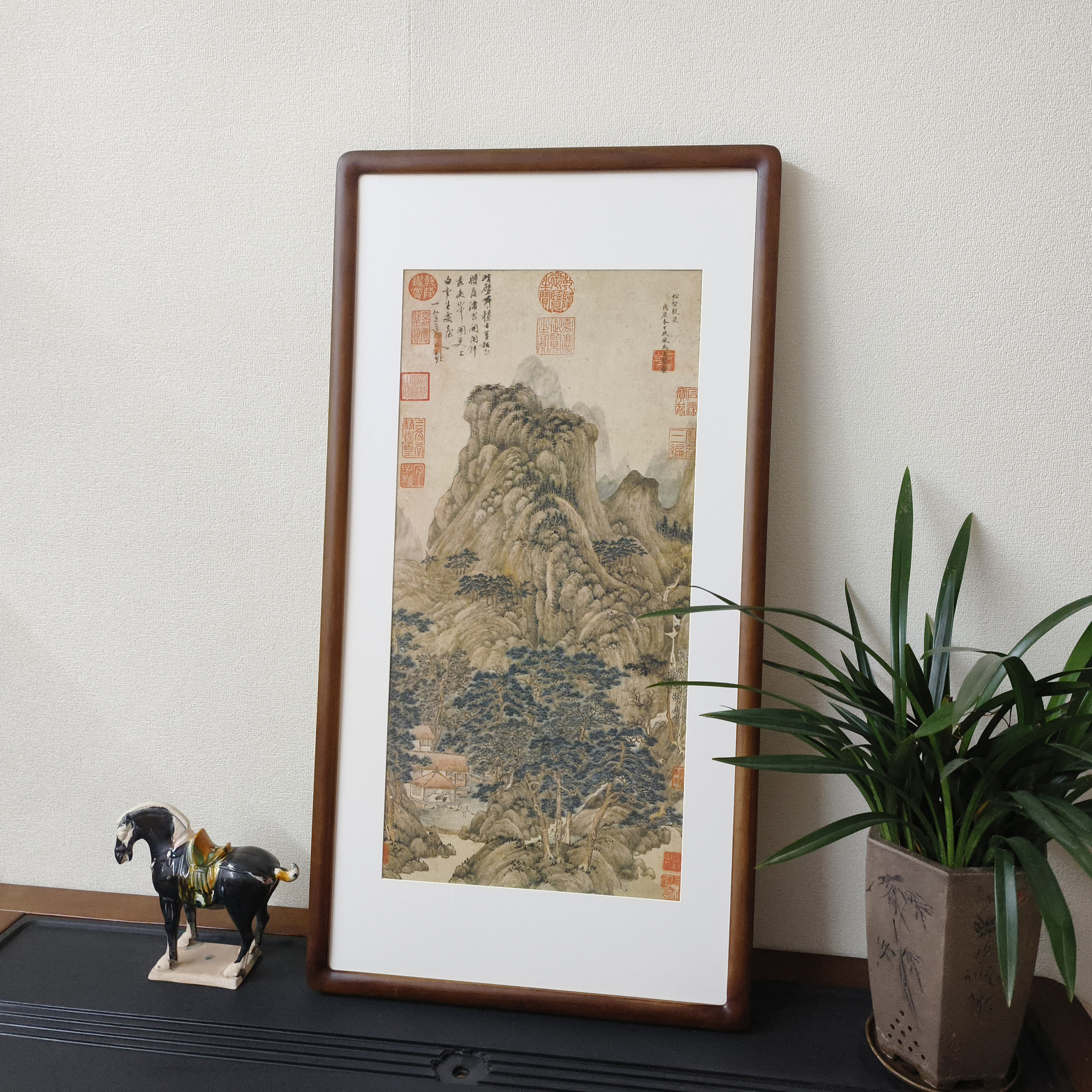 古代名画马琬松壑观泉图竖版山水画新中式客厅装饰画茶室仿古挂画