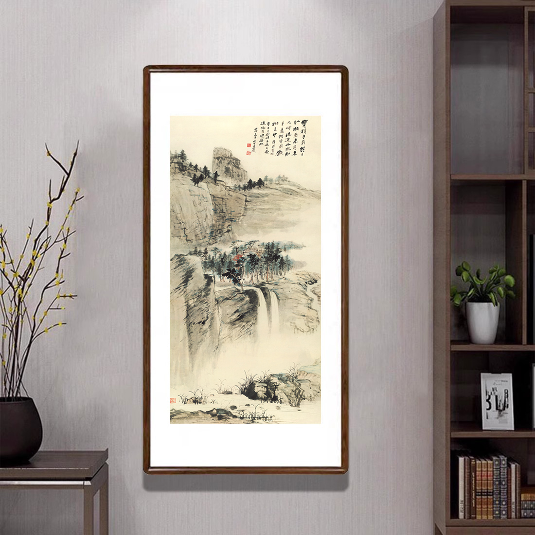 名家山水画新中式客厅壁画办公室书房玄关过道条幅字画张大千国画