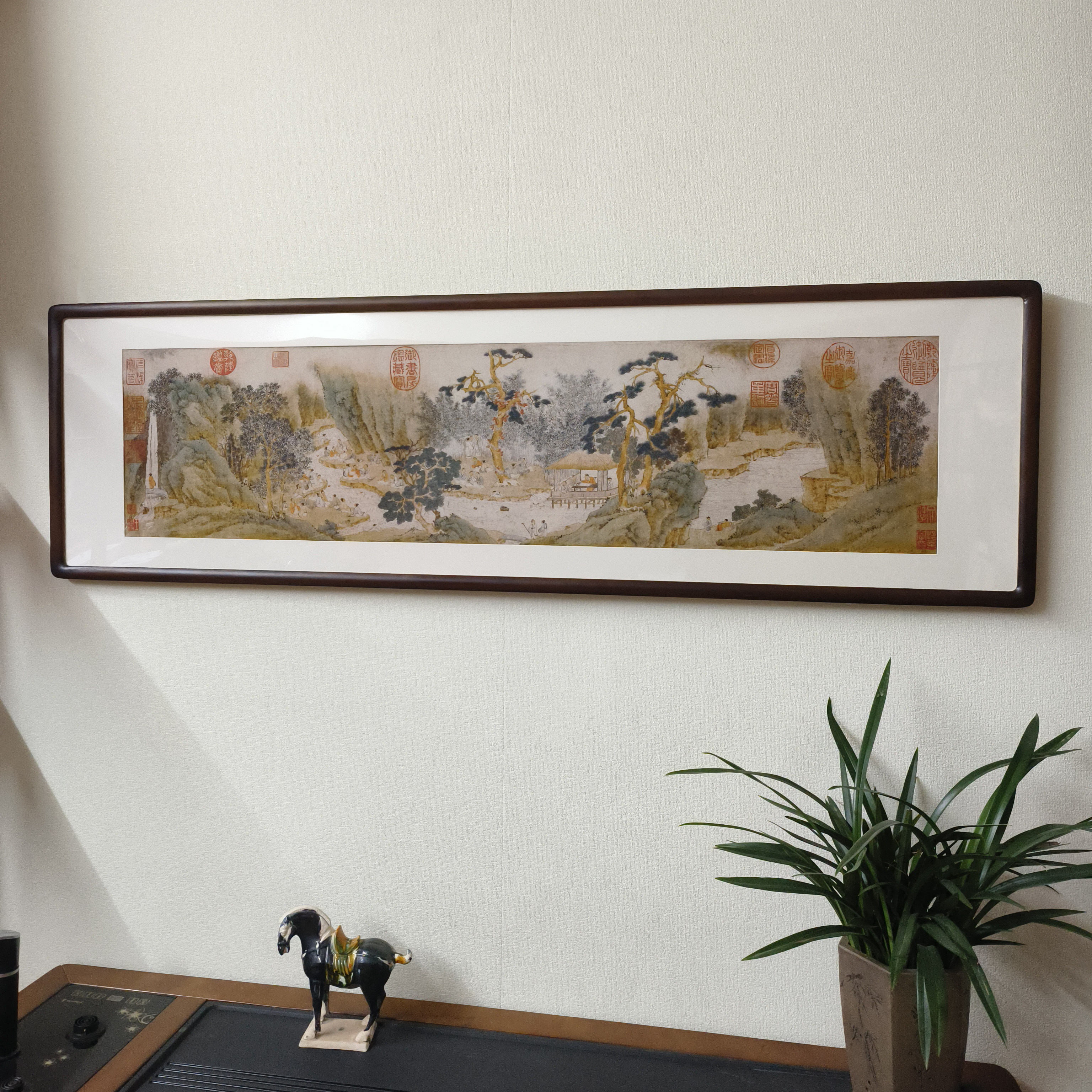 国画山水画文征明兰亭修禊图新中式客厅装饰画书房茶室中古风挂画