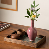 饰禅意花插摆件客厅书房插花瓶装 中式 仿宋复古陶瓷花瓶居家装 饰