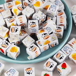 方块奶酪糖水果味方块糖草莓牛奶味奶酪块