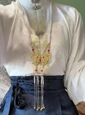 新中式马面裙项链上衣配饰女童长璎珞背云流苏古风汉服吊坠国风女
