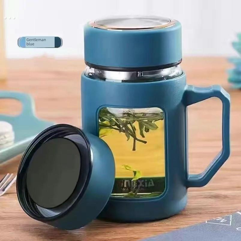 高档玻璃带把手商务杯家用喝水大容量泡茶杯男女水杯子牛奶咖啡杯