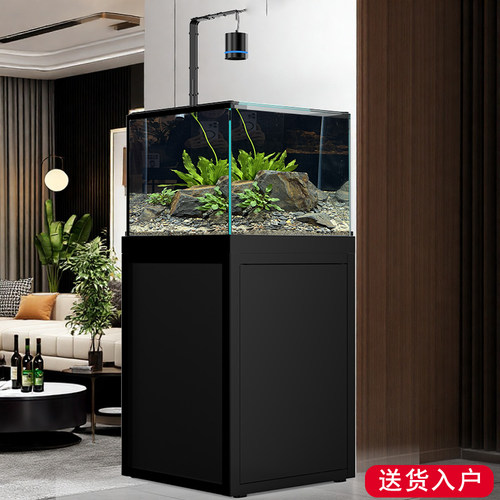 鱼缸极窄底超白兰寿原生定制方缸客厅办公室静音溪流缸雷龙懒人家