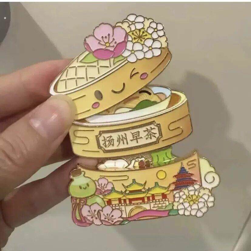 扬州早茶爆款小吃系列冰箱贴蒸笼早茶城市文创旅游纪念品