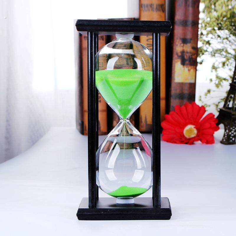 创意木框玻璃沙漏15/30/45/60分钟沙漏计时器创意家居饰品