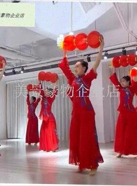 新年元旦表r演专用祖国你好红色灯笼连串可折叠中国风演出舞蹈道.
