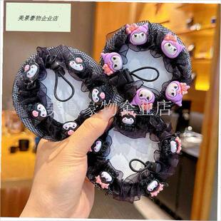 小女孩舞蹈专用发网丸子头盘发神器E发圈儿童头套头花网兜女童发.