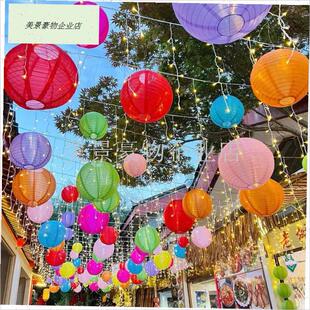 户外防水防晒小灯笼绸布彩色室外防雨J树上挂饰中秋节场景布置装.