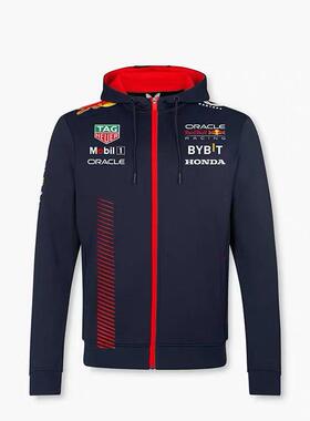 2024F1红牛车队赛车服抓绒防风外套男士连帽开衫秋冬季骑行工作服