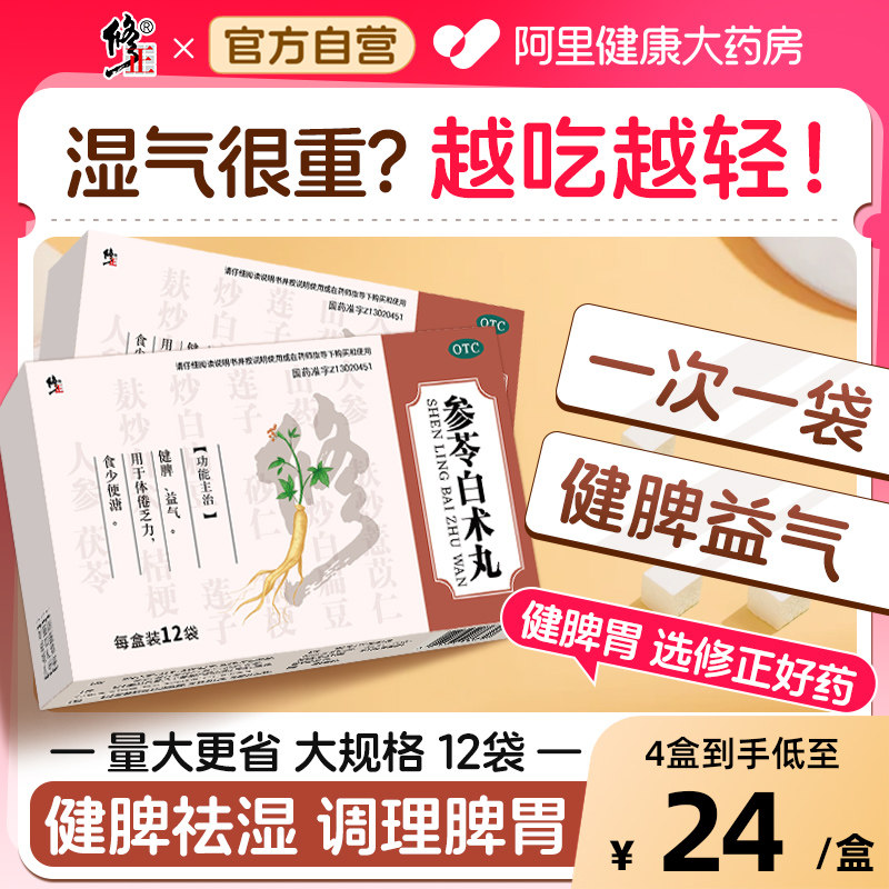 修正参苓白术丸散参苓健脾胃脾颗粒湿气重祛湿气人参健脾丸湿中药