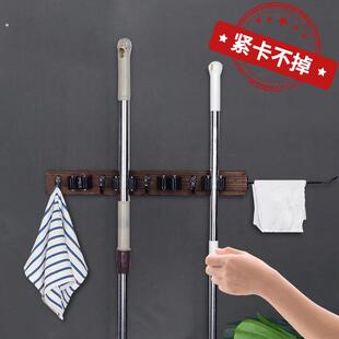 拖把架挂钩扫把强力放拖布卫生间墙上木质拖把夹壁挂式置物收纳架