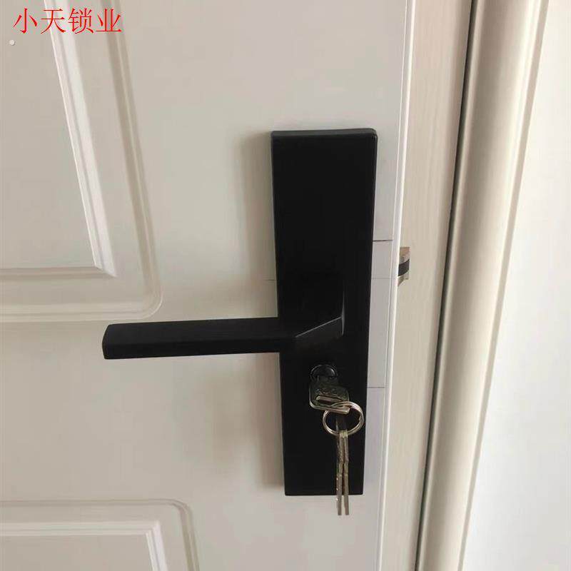 卧室门锁室内静音房门分体锁黑色卫生间实木门把手家用通用型锁.