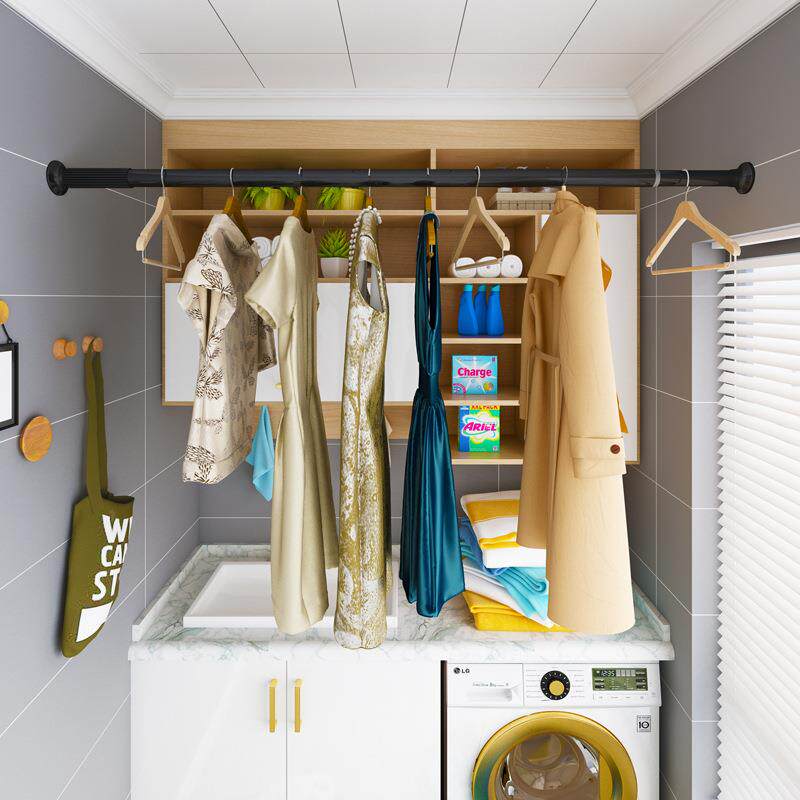 xyt免打孔伸缩窗帘杆拉杆纱帘窗纱无打孔床帘杆子孔干窗杆免打洞