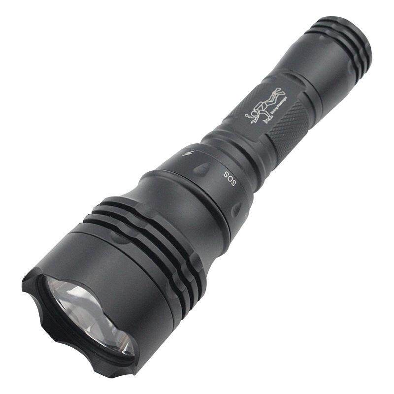 L2 LED T6黄光补光手电筒强光潜水手电筒水下防水电池充电器