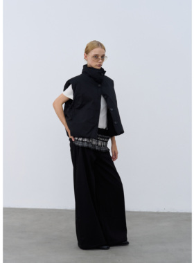 Rebornique 设计感复古格纹可拆卸屁帘阔腿裤 宽松遮胯显瘦休闲裤