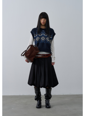 Rebornique 2025秋季新款百搭花苞裙 简约学院风百褶裙半身裙女