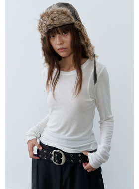 Rebornique 莱赛尔软糯修身打底衫拼接层次纯色长袖T恤女内搭