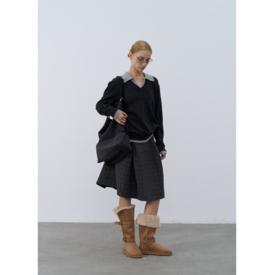 设计感假两件羊毛针织衫