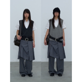 新款 Rebornique 2025秋季 绵羊毛v领马甲叠穿针织背心纯色坎肩女