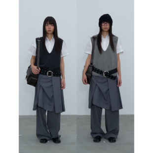 绵羊毛v领马甲叠穿针织背心纯色坎肩女 新款 Rebornique 2025秋季