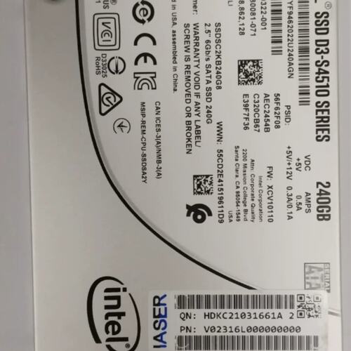 240G SATA V02316L0 SSDSC2KB240G8 服务器SSD 提供测报 2.5议价