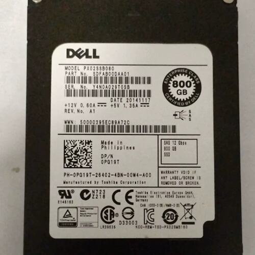 800G 12G SAS 0PG19T PX02SSB080 服务器固态SSD 提供测报议价