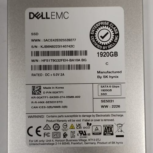 EMC 1.92T SATA 6G 0GKTF1 HFS1T9G32FEH-BA10A BG SE5031议价