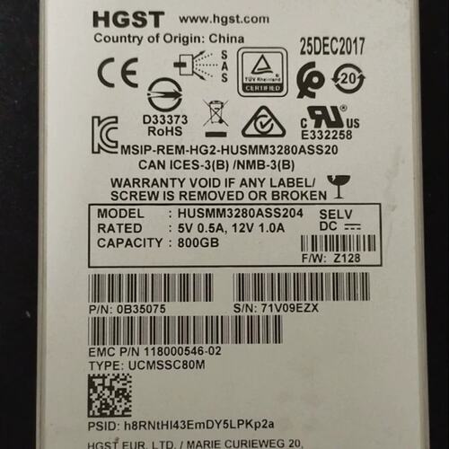 800G SAS 118000546 HUSMM3280ASS204 服务器SSD 提供测报12G议价