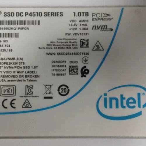 P4510 1T NVME U2 SSDPE2KX010T8 服务器SSD 提供测报 2.5议价
