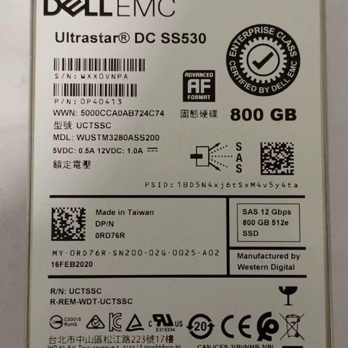 EMC 800G SS530 12G SAS 0RD76R HUSTM3280ASS200SSD 512 2.5议价